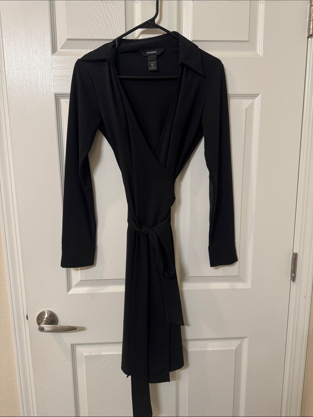 Express Black Long Sleeve Wrap Shirt Dress